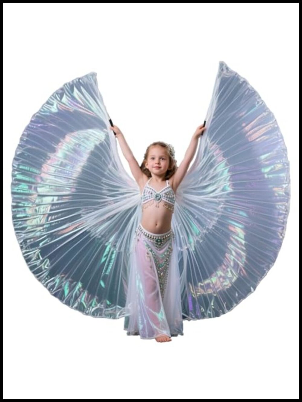 Belly Dance Wings with Sticks Chiffon Performance Costume Accessory